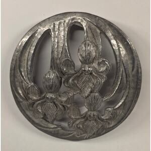 1990 Newport Collection Pewter Potpourri Lid 3" Iris Design NC5006